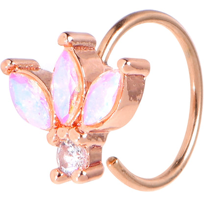 20G 5/16 Aurora Gem Rose Gold Tone Fashion Fan Mini Nose Hoop