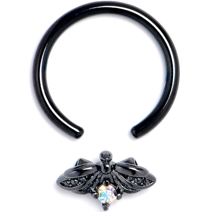 16G 3/8 Aurora Gem Black Beauty Bug BCR Captive Ring