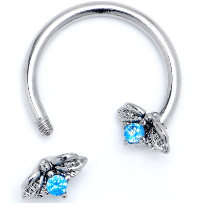 16G 3/8 Blue Gem Beauty Bug Insect Horseshoe Circular Barbell