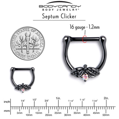 16G 5/16 Aurora Gem Black Beauty Bug Cartilage Clicker