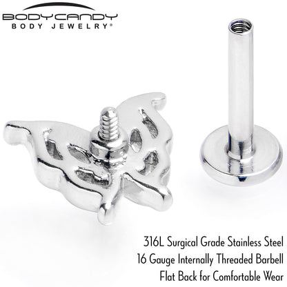 16G 5/16 Blue Gem Fancy Fab Butterfly Internally Threaded Labret