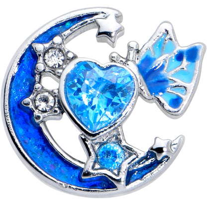 16G 5/16 Blue CZ Gem Butterfly Love Heart Labret Monroe Tragus