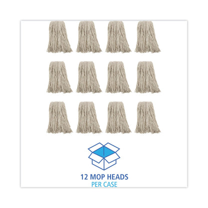 Boardwalk Premium Cut-End Wet Mop Heads, Cotton, 16oz, White, 12/Carton