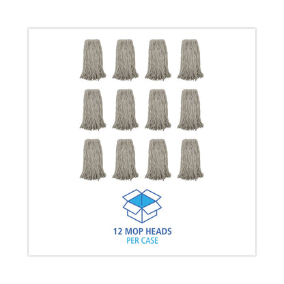 Boardwalk Premium Cut-End Wet Mop Heads, Cotton, 20oz, White, 12/Carton