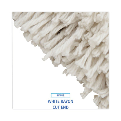 Boardwalk Premium Cut-End Wet Mop Heads, Rayon, 24oz, White, 12/Carton