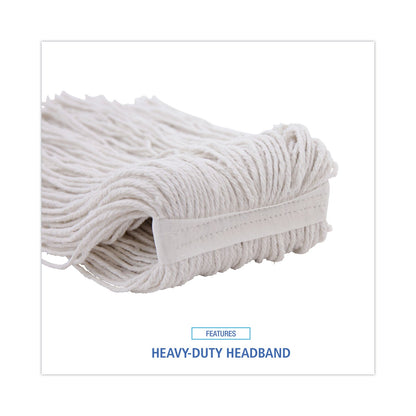 Boardwalk Premium Cut-End Wet Mop Heads, Rayon, 24oz, White, 12/Carton
