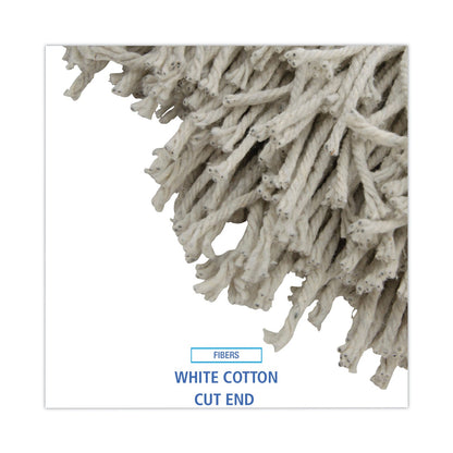 Boardwalk Mop Head, Premium Standard Head, Cotton Fiber, 32oz, White, 12/Carton
