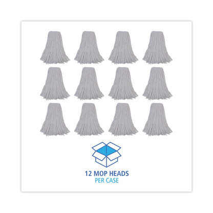 Boardwalk Mop Head, Premium Standard Head, Rayon Fiber, 32oz, White, 12/Carton