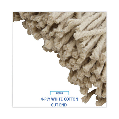 Boardwalk Mop Head, Premium Saddleback Head, Cotton Fiber, 24 oz, White, 12/Carton