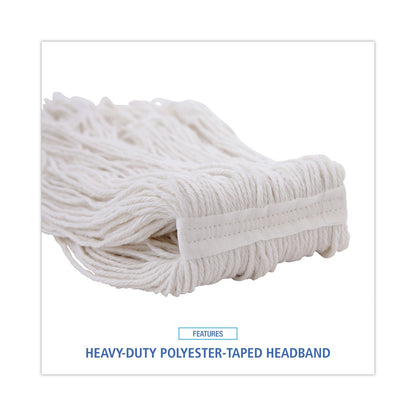 Boardwalk Pro Loop Web/Tailband Wet Mop Head, Rayon, 24oz, White, 12/Carton