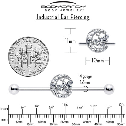 14G Clear Gem Lunar Dragonfly Industrial Barbell 38mm