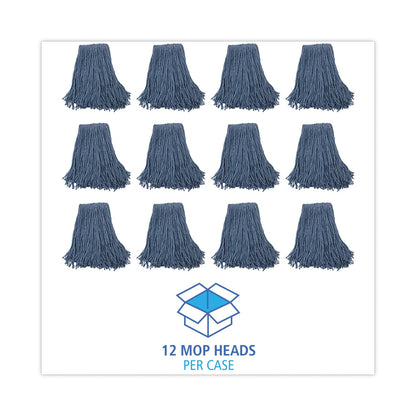 Boardwalk Mop Head, Standard Head, Cotton/Synthetic Fiber, Cut-End, #20, Blue, 12/Carton