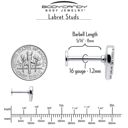 16G 5/16 Clear CZ Gem Lattice Hear Internally Threaded Labret