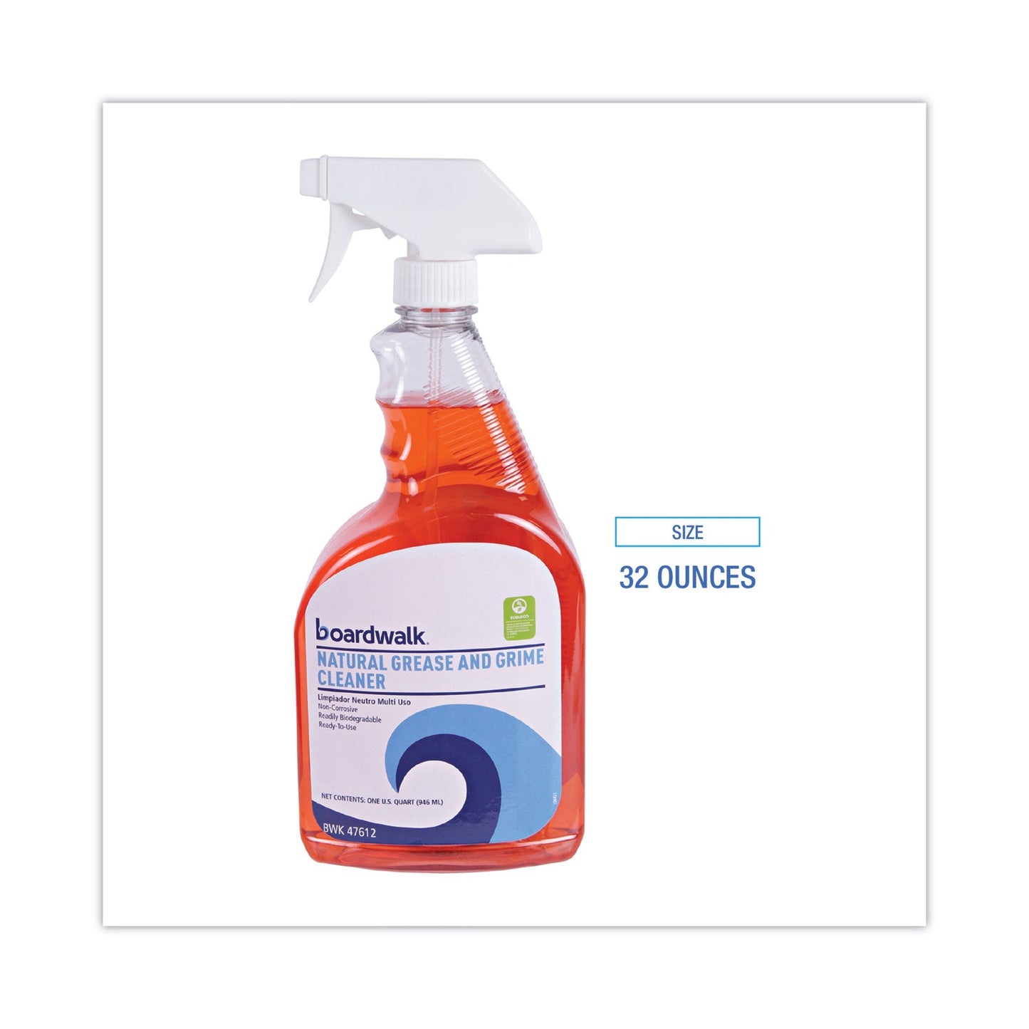 Boardwalk Green Natural Grease and Grime Cleaner, 32 oz Spray Bottle