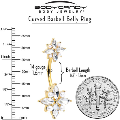 Clear Gem Gold Tone Star Power Double Mount Belly Ring