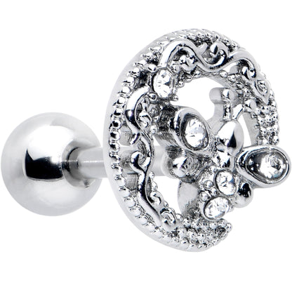 16G 1/4 Clear Gem Lunar Dragonfly Cartilage Tragus Earring