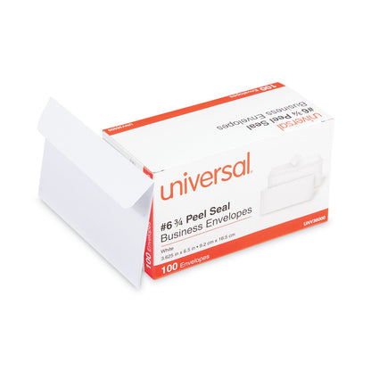 Universal Peel Seal Strip Business Envelope, #6 3/4, Square Flap, Self-Adhesive Closure, 3.63 x 6.5, White, 100/Box