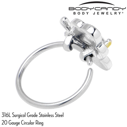 20G 5/16 Clear CZ Gem Butterfly Love Bug Nose Hoop