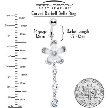 Clear Gem Retro Flower Glamour Dangle Belly Ring