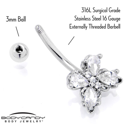 16G 5/16 Clear Gem Baroque Beauty Butterfly Curved Eyebrow Ring