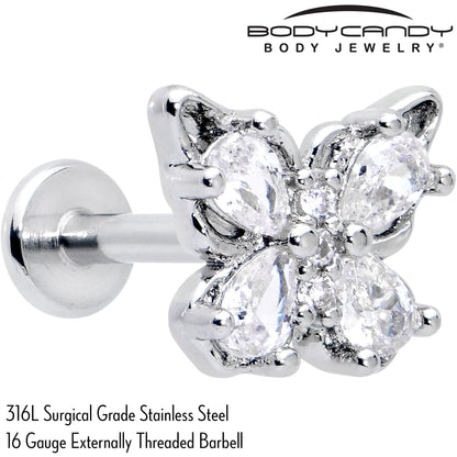 16G 5/16 Clear Gem Baroque Butterfly Internally Threaded Labret