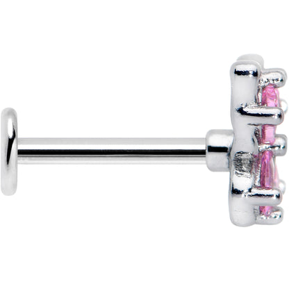 16G 5/16 Pink Gem Baroque Butterfly Internally Threaded Labret