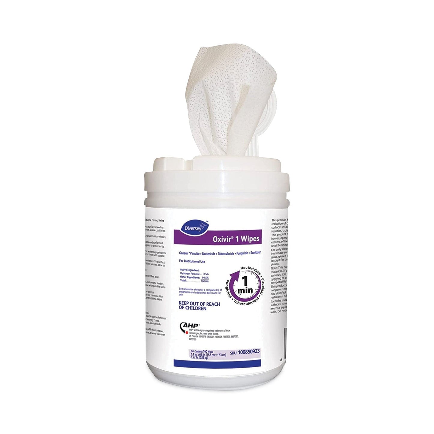 Diversey Oxivir 1 Wipes, 6 x 7, 160/Canister, 12/Carton