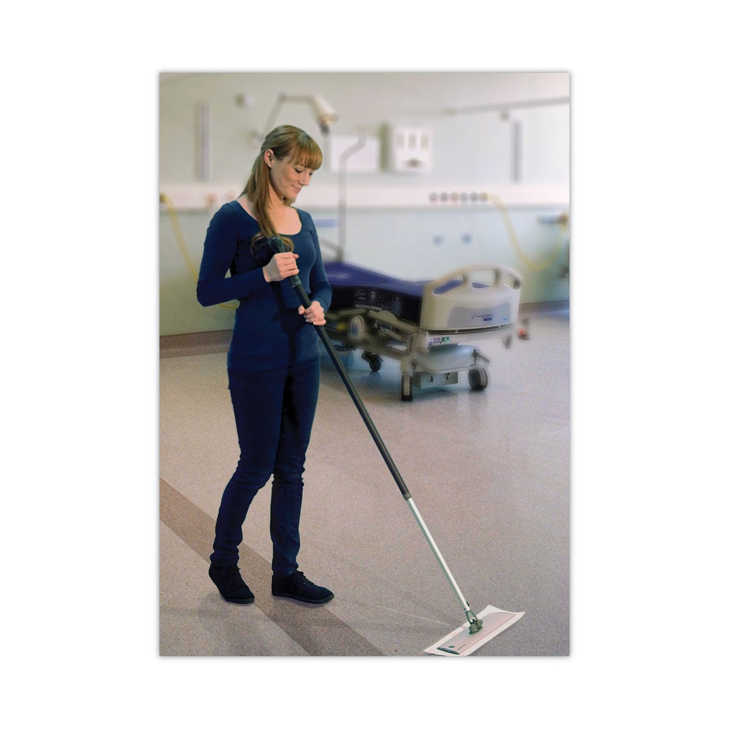 Diversey Taskisum Disposable Microfiber Mop, 17.7 x 4.9 White Microfiber Head, 25/Pack