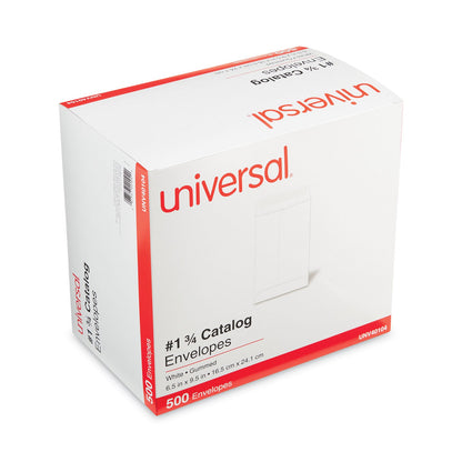 Universal Catalog Envelope, 24 lb Bond Weight Paper, #1 3/4, Square Flap, Gummed Closure, 6.5 x 9.5, White, 500/Box
