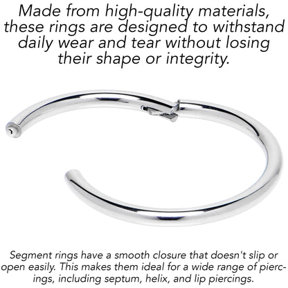 16G 9/16 316L Surgical Steel Precision Hinged Segment Hoop