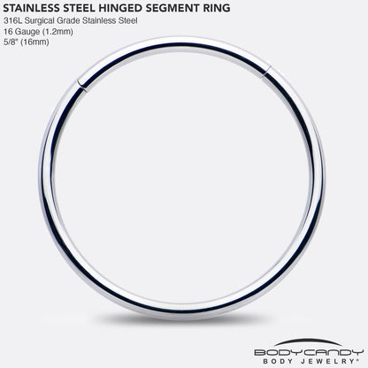 16G 5/8 316L Surgical Steel Precision Hinged Segment Hoop