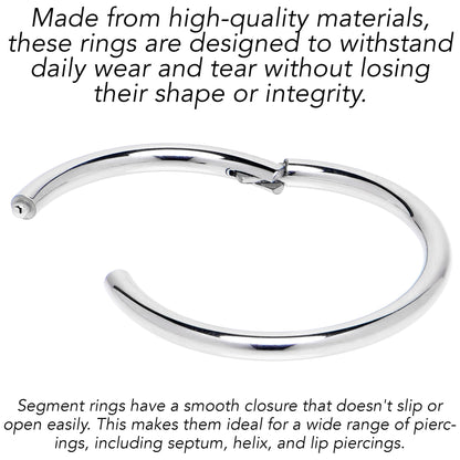 16G 5/8 316L Surgical Steel Precision Hinged Segment Hoop