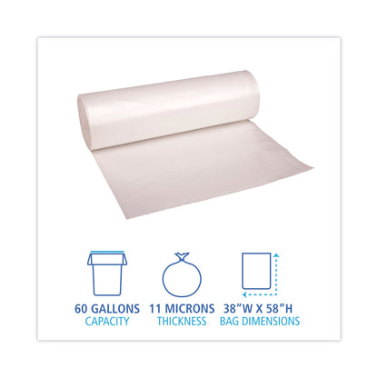 Boardwalk High-Density Can Liners, 60 gal, 11 microns, 38" x 58", Natural, 200/Carton