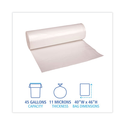 Boardwalk High-Density Can Liners, 45 gal, 11 microns, 40" x 46", Natural, 250/Carton