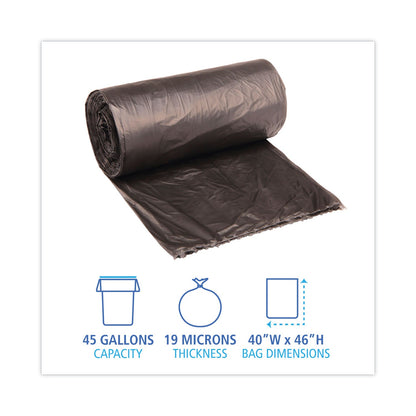 Boardwalk High-Density Can Liners, 45 gal, 19 microns, 40" x 46", Black, 150/Carton