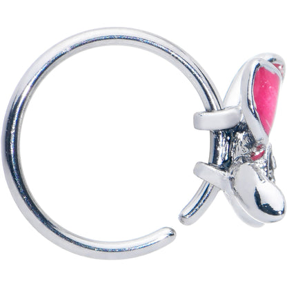20G 5/16 Clear Gem Chunky Butterfly Pink Nose Hoop