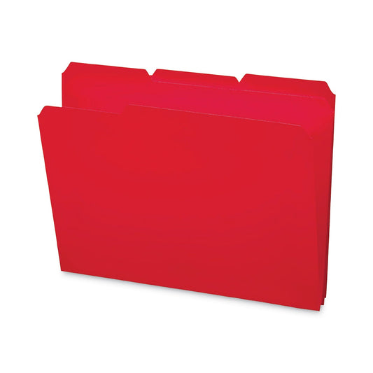 Smead Top Tab Poly Colored File Folders, 1/3-Cut Tabs: Assorted, Letter Size, 0.75" Expansion, Red, 24/Box