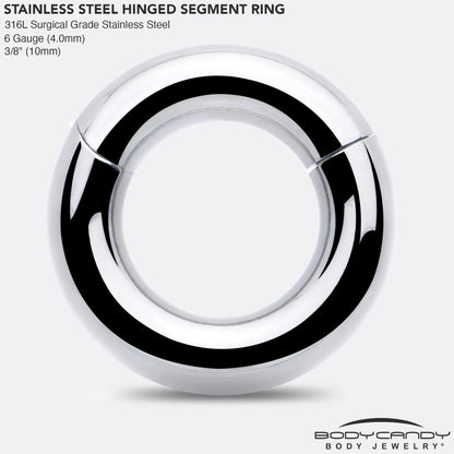 6G 3/8 316L Surgical Steel Precision Hinged Segment Hoop