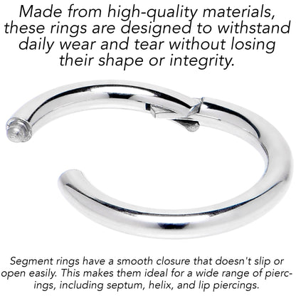 6G 3/8 316L Surgical Steel Precision Hinged Segment Hoop