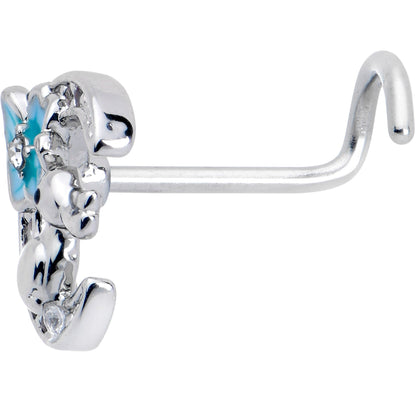 20G 7mm Clear CZ Gem Rabbit On The Moon Blue Left Side Nose Screw