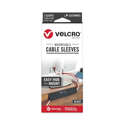 VELCRO Mountable Cable Sleeves, 5.75" X 12", Black, 2/Pack