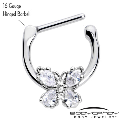 16G 5/16 Clear Gem Baroque Beauty Butterfly Cartilage Clicker
