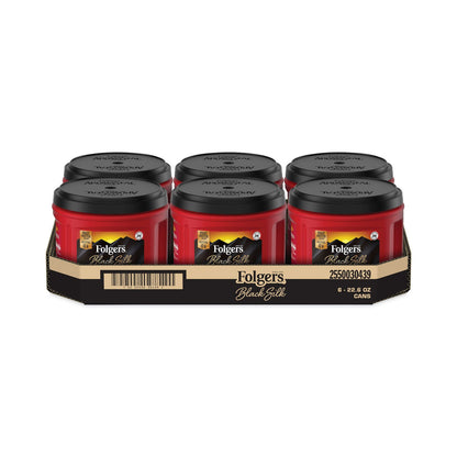 Folgers Coffee, Black Silk, 22.6 oz Canister, 6/Carton