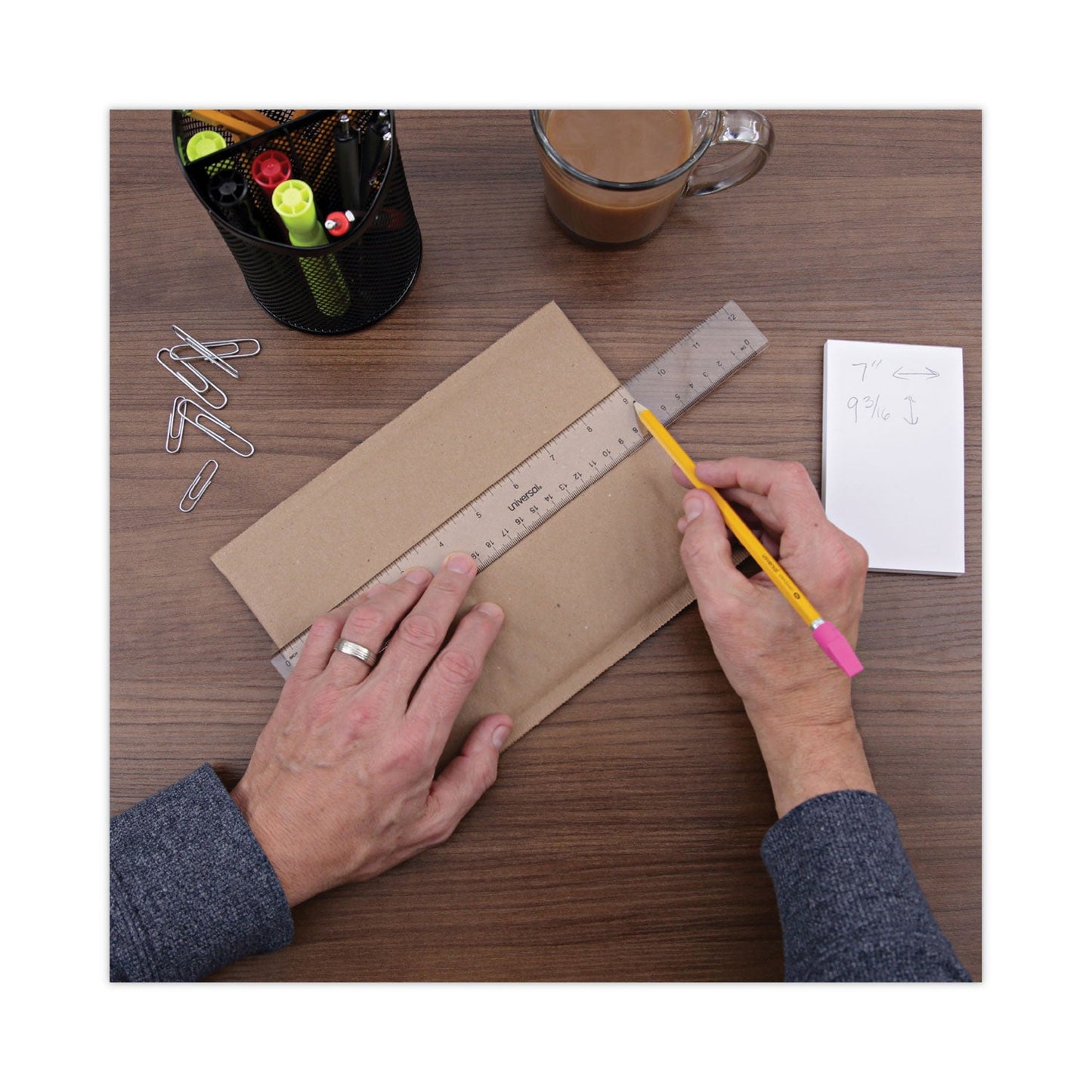 Universal Clear Plastic Ruler, Standard/Metric, 12" Long, Clear