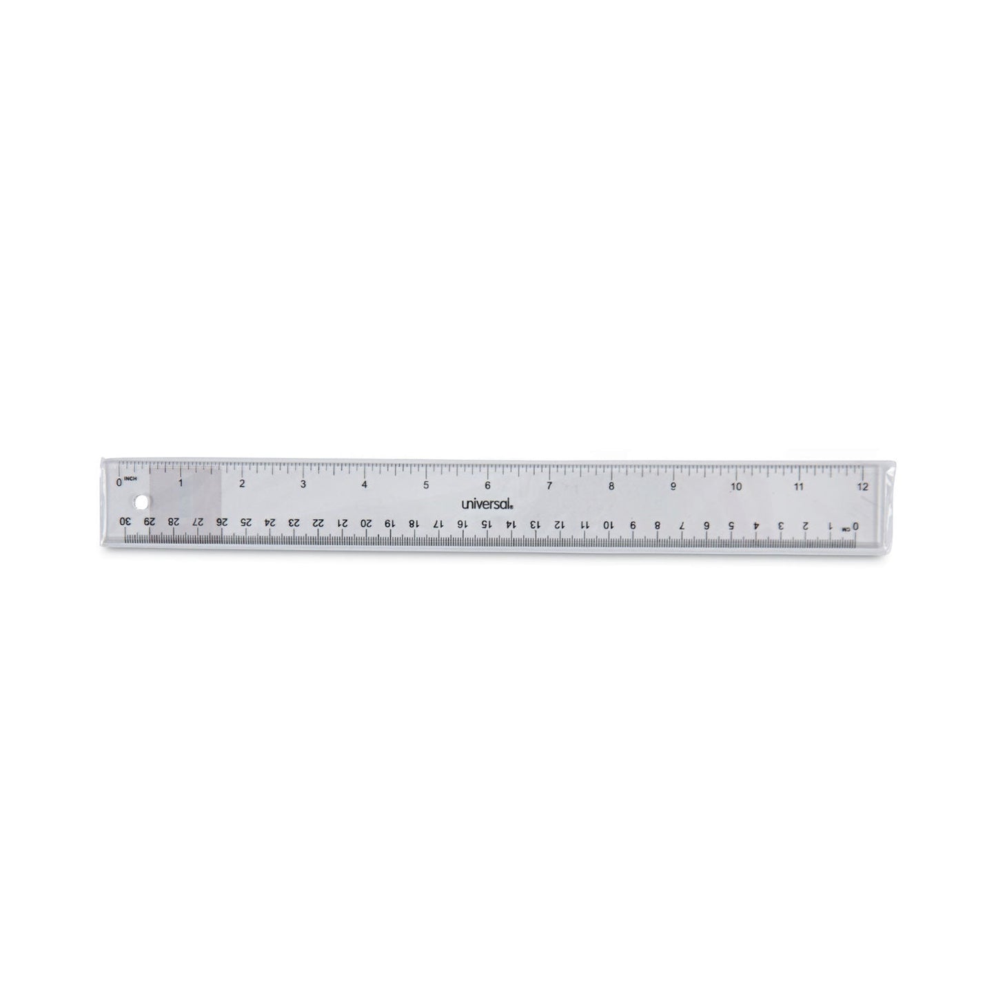 Universal Clear Plastic Ruler, Standard/Metric, 12" Long, Clear
