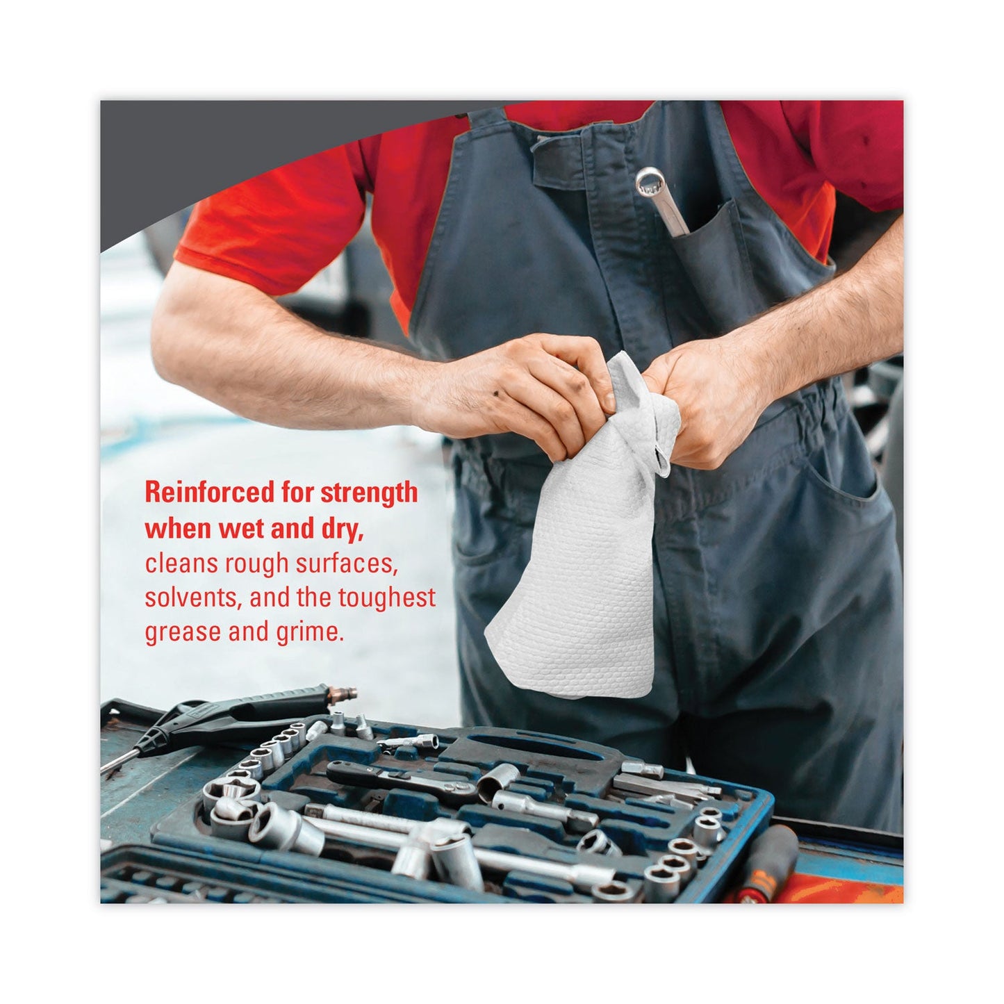 WypAll Power Clean X80 Heavy Duty Cloths, 1/4 Fold, 12.5 x 12, White, 50/Box, 4 Boxes/Carton