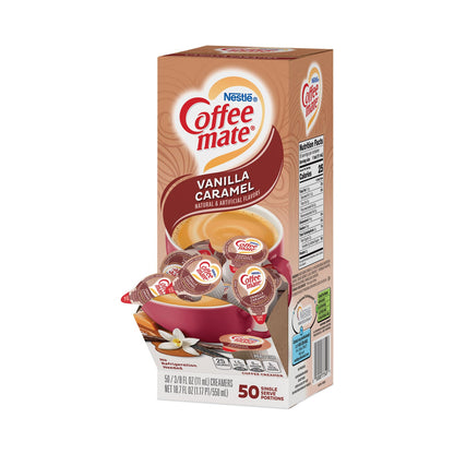 Coffee mate Liquid Coffee Creamer, Vanilla Caramel, 0.38 oz Mini Cups, 50/Box, 4 Boxes/Carton, 200 Total/Carton