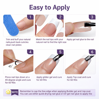 Salon-Style French Tip Press-On Nails - Coffin #037