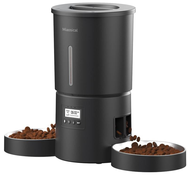 Miaoscal Dual Cat Automatic Feeder, 4.2L Smart Food Dispenser with Timer, Portion Control & Voice Recording