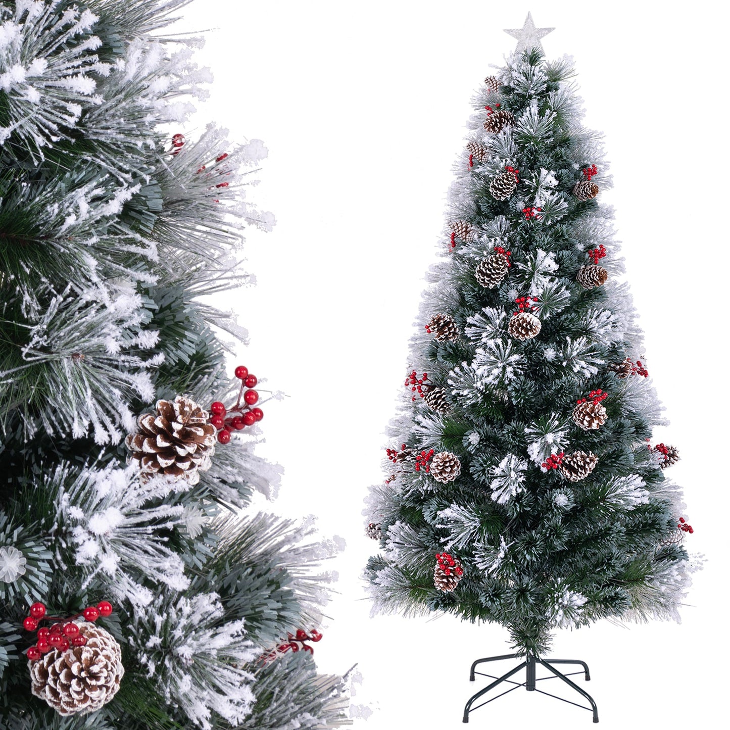 7 FT Flocked Christmas Tree with 8 Lighting Modes
